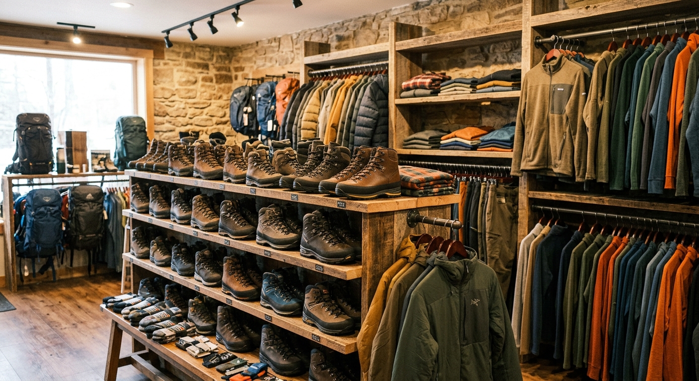 Chaussures de randonnée et vêtements techniques